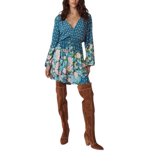 NWT Spell Yellow Rose Playdress Dress in Cornflower Blue Size XS - Picture 2 of 14